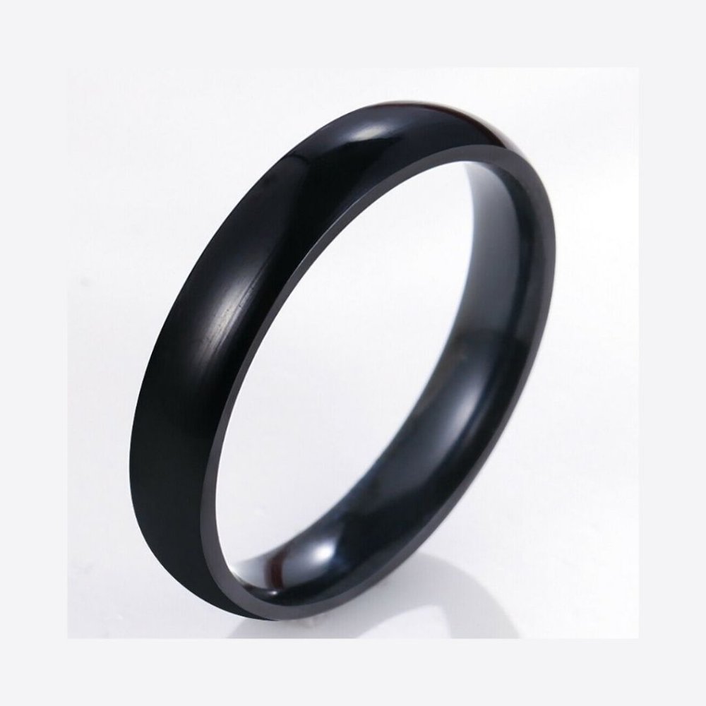 Black Stainless Steel 4mm Ring Men Women Unisex